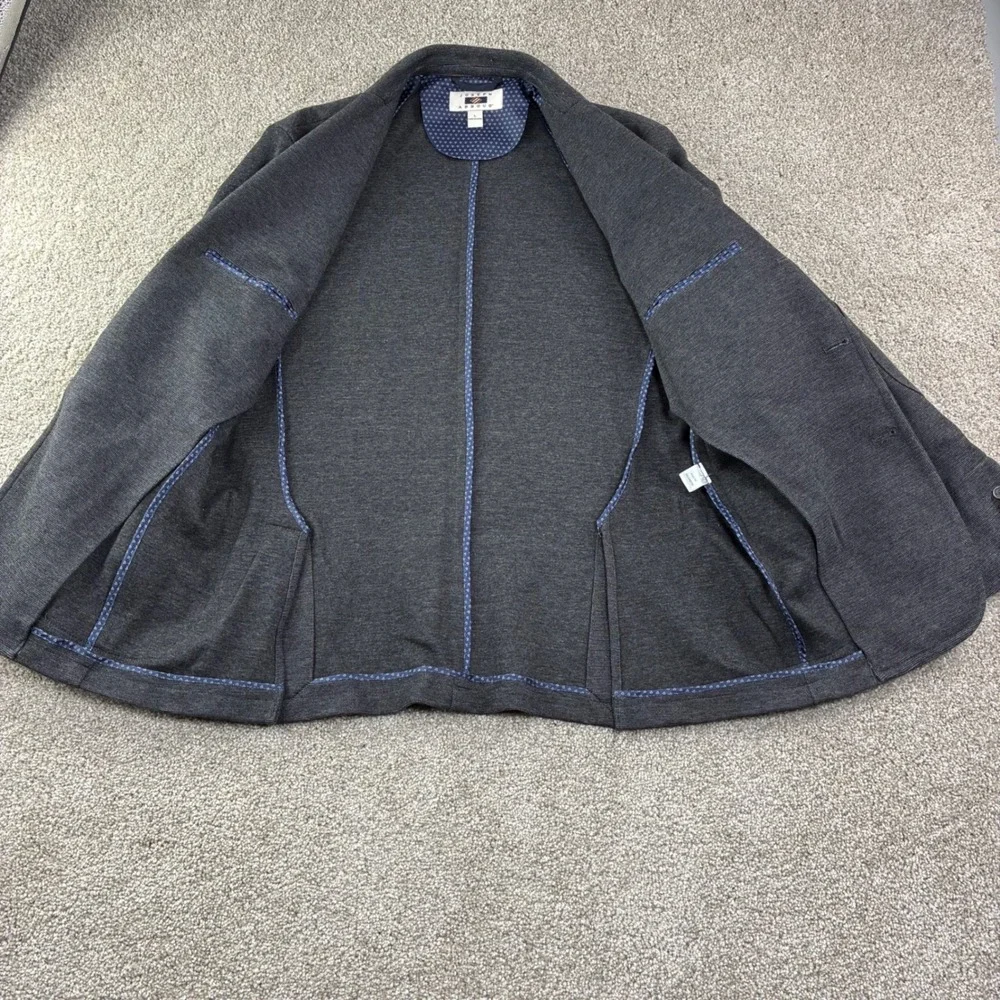 Joseph Abboud Mens‎ L Gray Textured Knit Blazer Sport Coat Elbow Patches Career